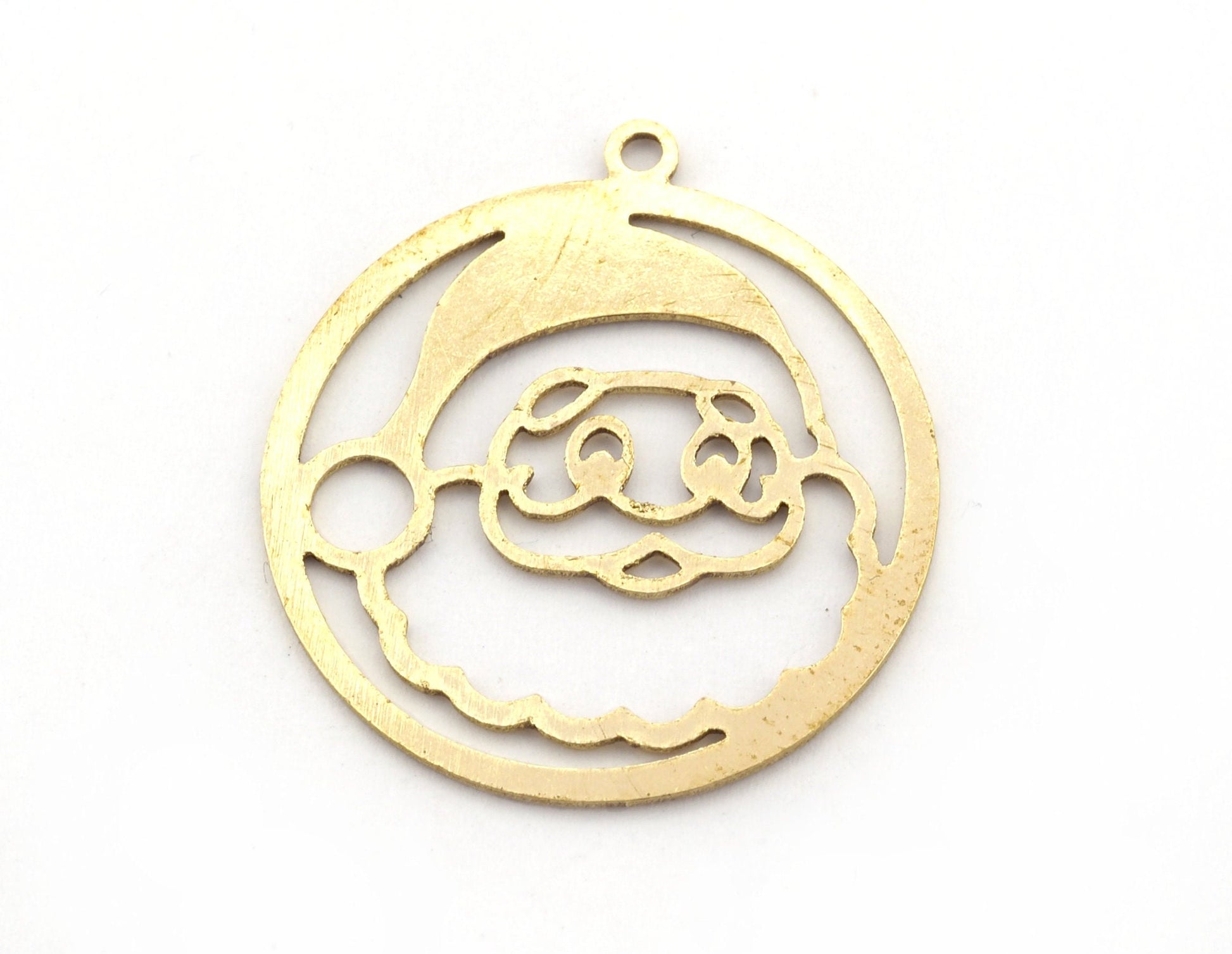 Santa Clause Charms Pendant Raw Brass, 26x24mm 0.6 mm 1 hole 4932