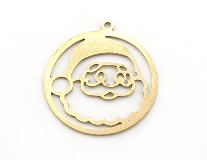 Santa Clause Charms Pendant Raw Brass, 26x24mm 0.6 mm 1 hole 4932