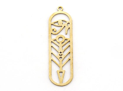 Ethnic Eye Charms Pendant Raw Brass, 44x12mm 0.6 mm 1 hole 4932