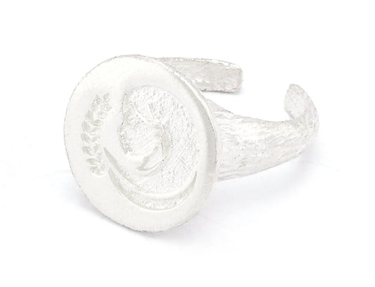 Girl Virgo Ring Aries Horoscope Bark Textured Band Round Ring Adjustable Ring Shiny silver plated brass (5 - 8.5US inner size) OZ4865