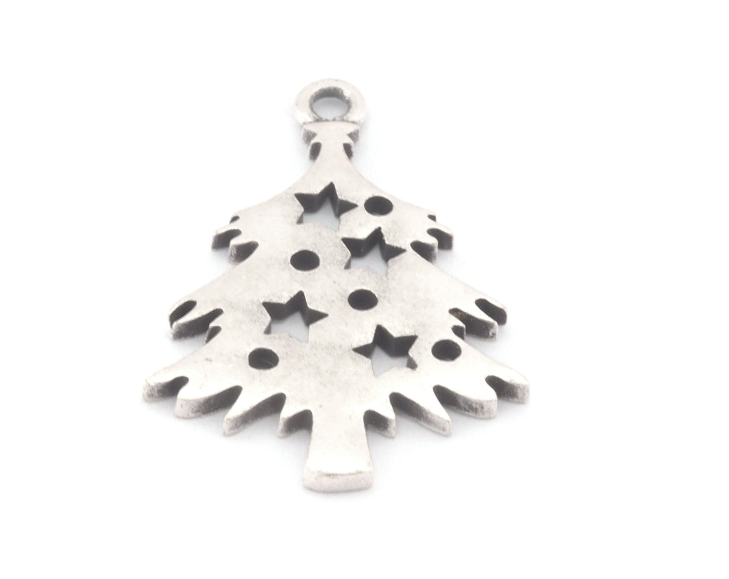 Decorated Tree Pine Charms Pendant Antique Silver Plated Brass 25x18mm 1.5 mm 1 hole chams 4868