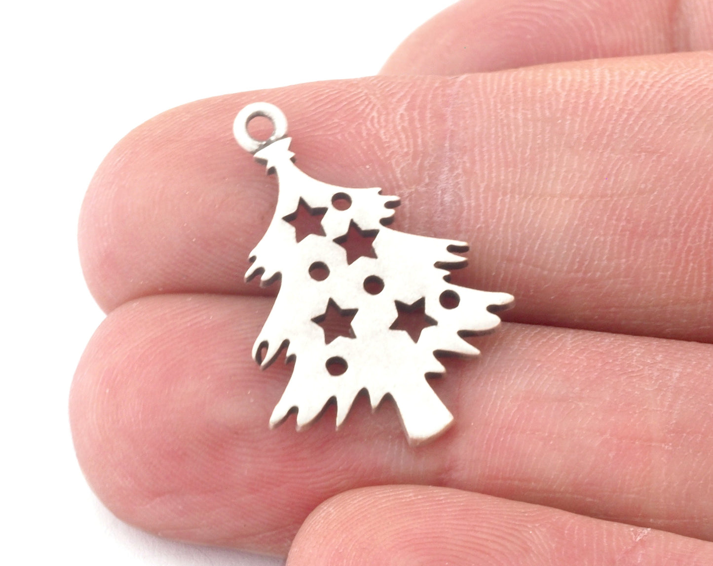 Decorated Tree Pine Charms Pendant Antique Silver Plated Brass 25x18mm 1.5 mm 1 hole chams 4868
