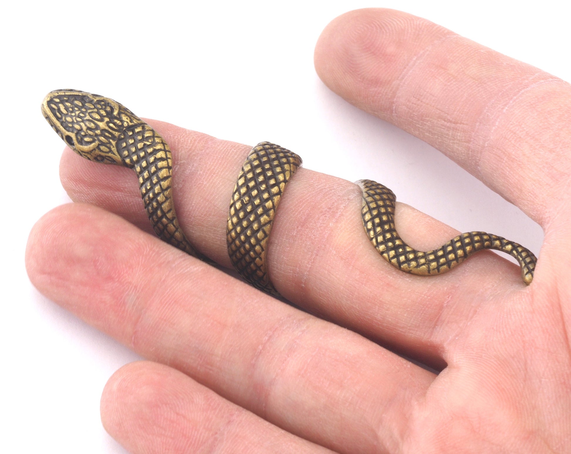 Snake Ring Wrap Adjustable Antique Bronze Plated Brass (18mm - 20mm 8US - 10US inner size) Oz4001