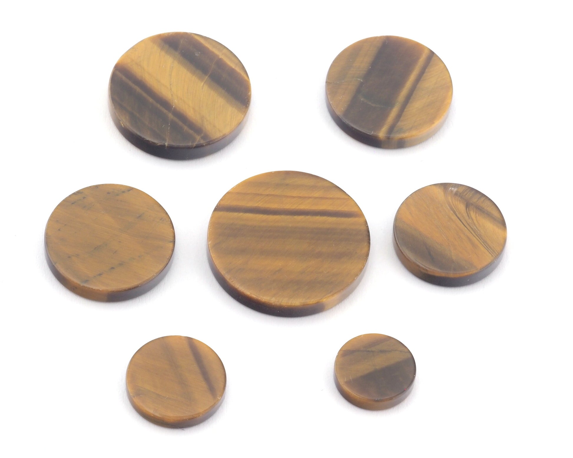 Tiger's Eye Coin Gemstone Cabochons