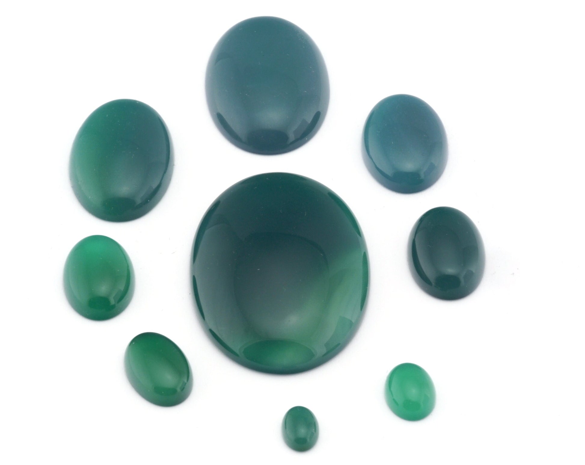 Natural Dyed Green Agate Oval Cabochon Flat Back Gemstone