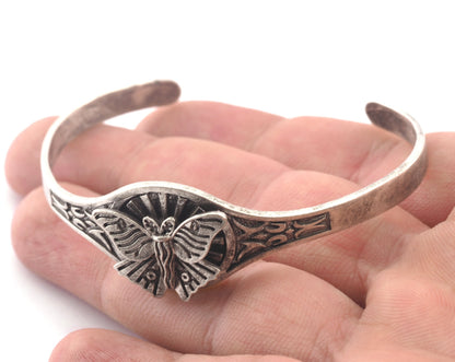 Luna Moth Sun Bracelet Cuff Antique silver (Nickel Lead Free plated ) brass (55mm inner size ) 4895