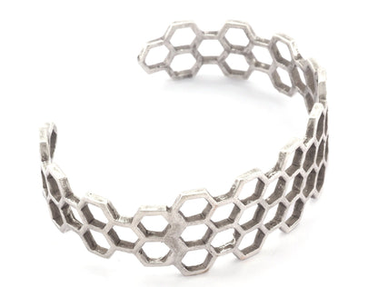 Honey Comb Bracelet Cuff Antique silver (Nickel lead free plated) (60mm inner size ) 4897