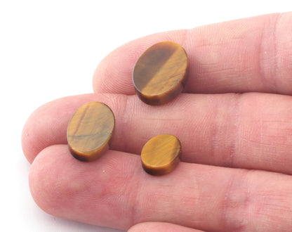 Tiger's Eye Oval Coin Gemstone Cabochons Thickness 4 mm