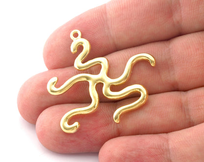 Octopus Charms Pendant Raw Brass 39x38mm 1 hole chams 4899