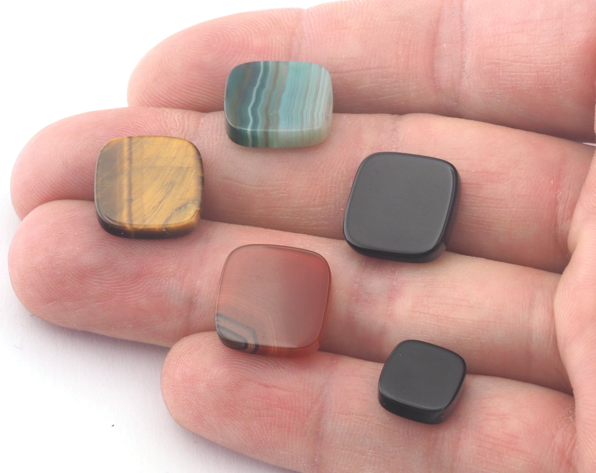 Natural Natural TV Cabochon Tiger's Eye Agate Onyx Square Coin Gemstone Cabochons