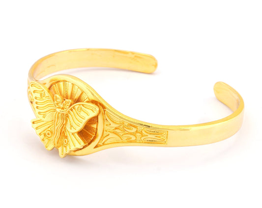Luna Moth Sun Bracelet Cuff Shiny Gold (Nickel Lead Free plated ) brass (55mm inner size ) 4895