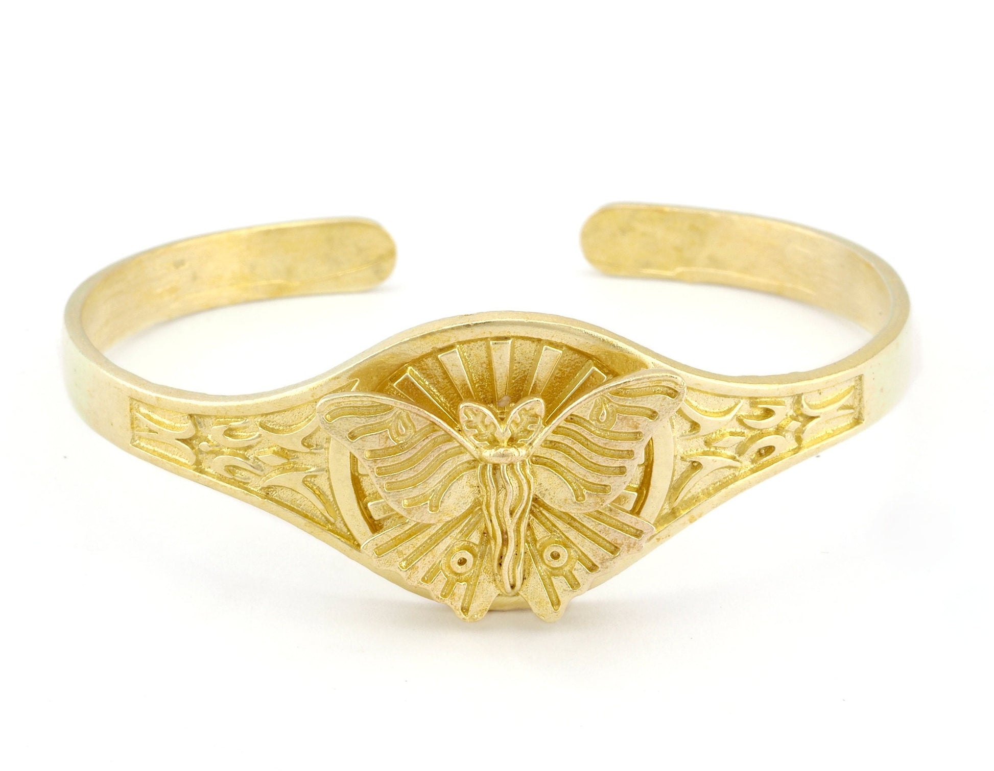 Luna Moth Sun Bracelet Cuff Raw brass (55mm inner size ) 4895