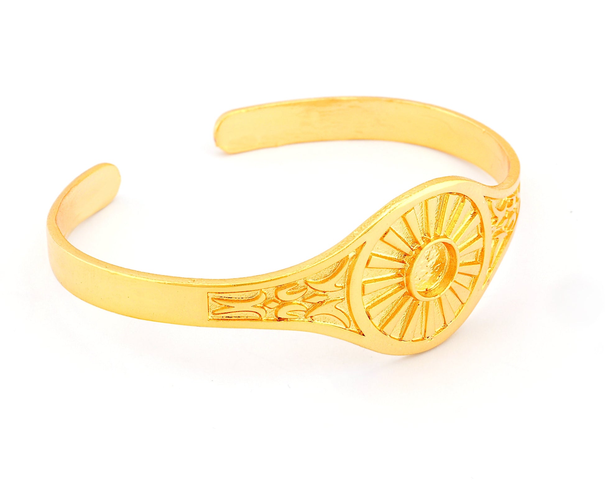 Ethnic Sun Bracelet Base Setting Blank Bezel Shiny Gold Plated brass (6mm Blank ) 4748