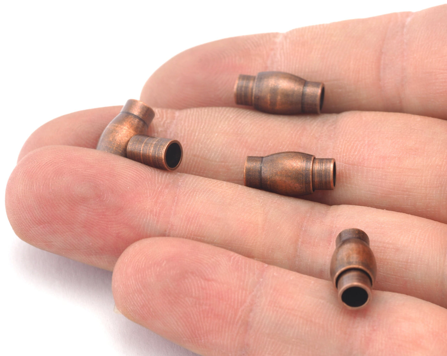 14x7 mm Antique Copper brass solid brass 4mm (3.8mm) leather cord magnetic clasp MCL4 1346