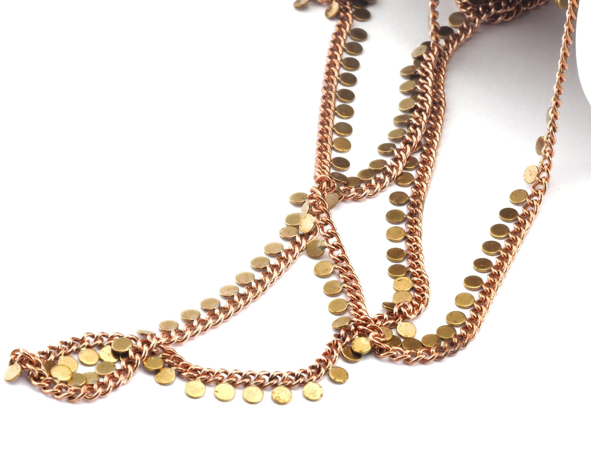Round drop (3mm) curb anklet chain raw brass soldered chain 1606
