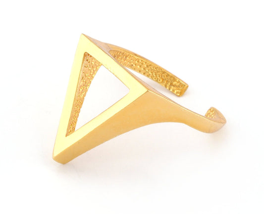 Open Triangle Ring Adjustable Shiny Gold Plated brass (16.5mm 6US inner size) 4237 17mm