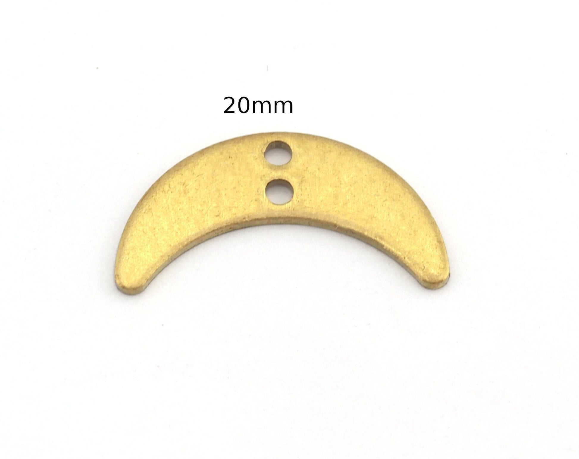 Crescent Moon 20mm 2 hole Raw Brass Charms Findings Stampings 4953 - 75