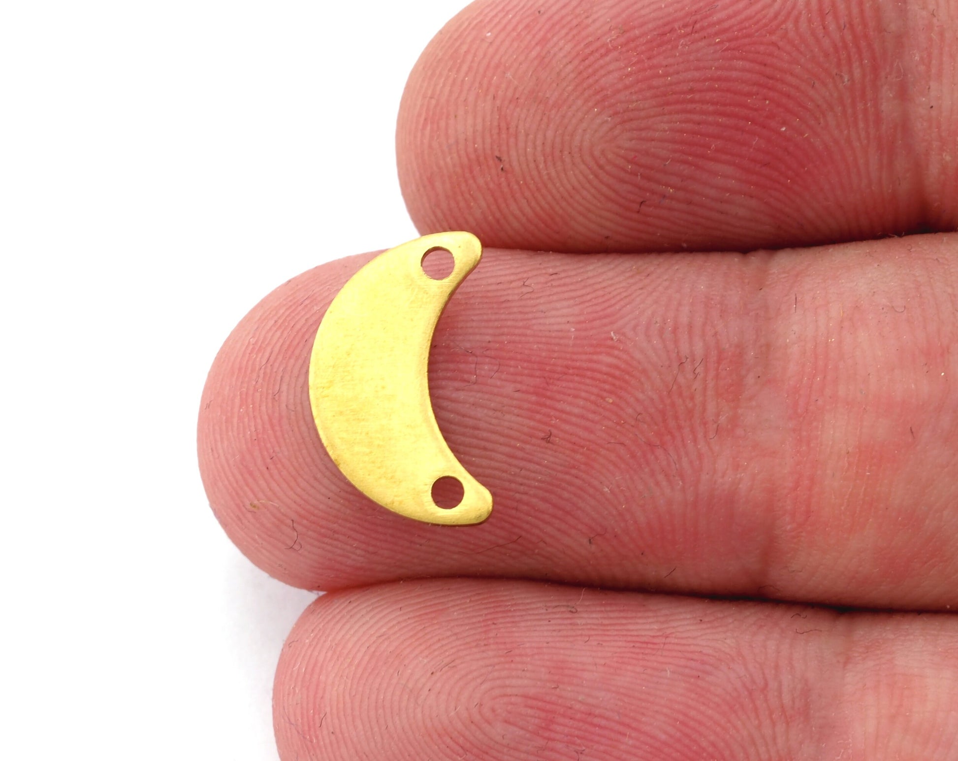 Crescent Moon 15mm 2 hole Raw Brass Connector Charms Findings Stampings 4955 - 60