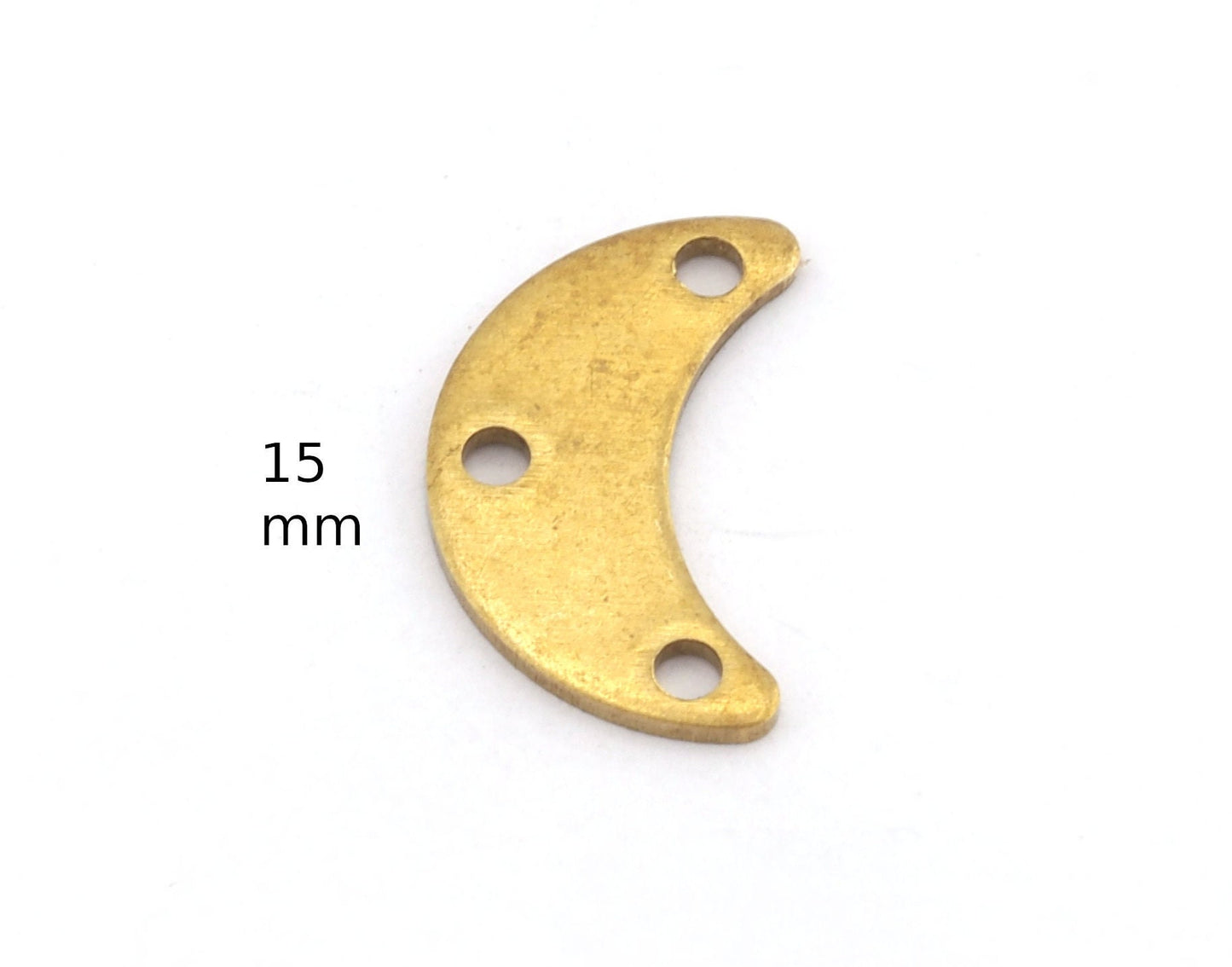 Crescent Moon 15mm 3 hole Raw Brass Connector Charms Findings Stampings 4955 - 60