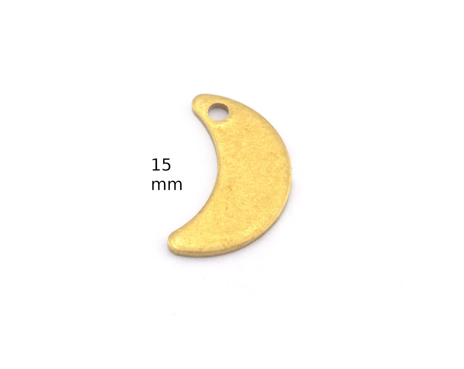 Crescent Moon 15mm 1 hole Raw Brass Charms Findings Stampings 4956 - 60