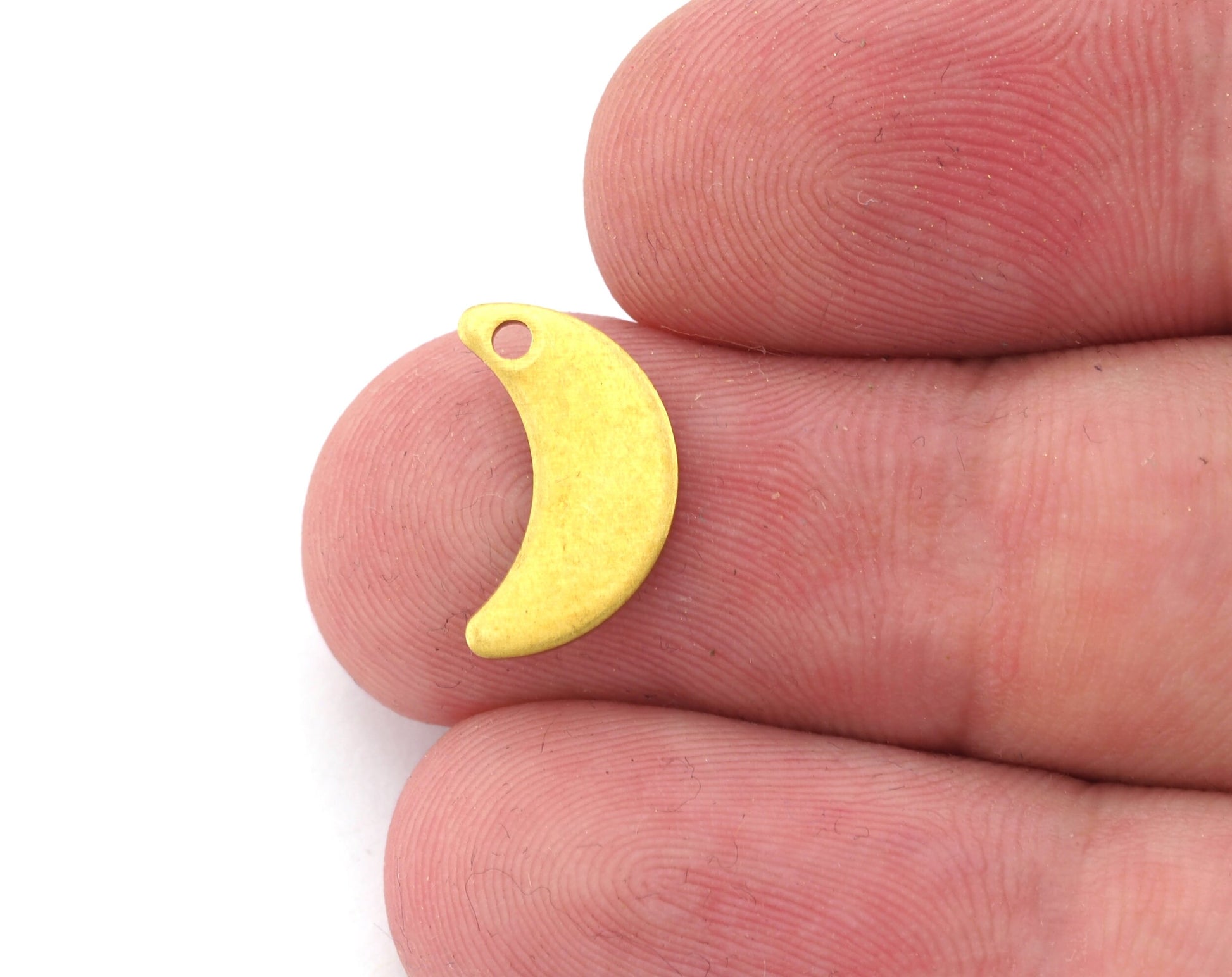 Crescent Moon 15mm 1 hole Raw Brass Charms Findings Stampings 4956 - 60