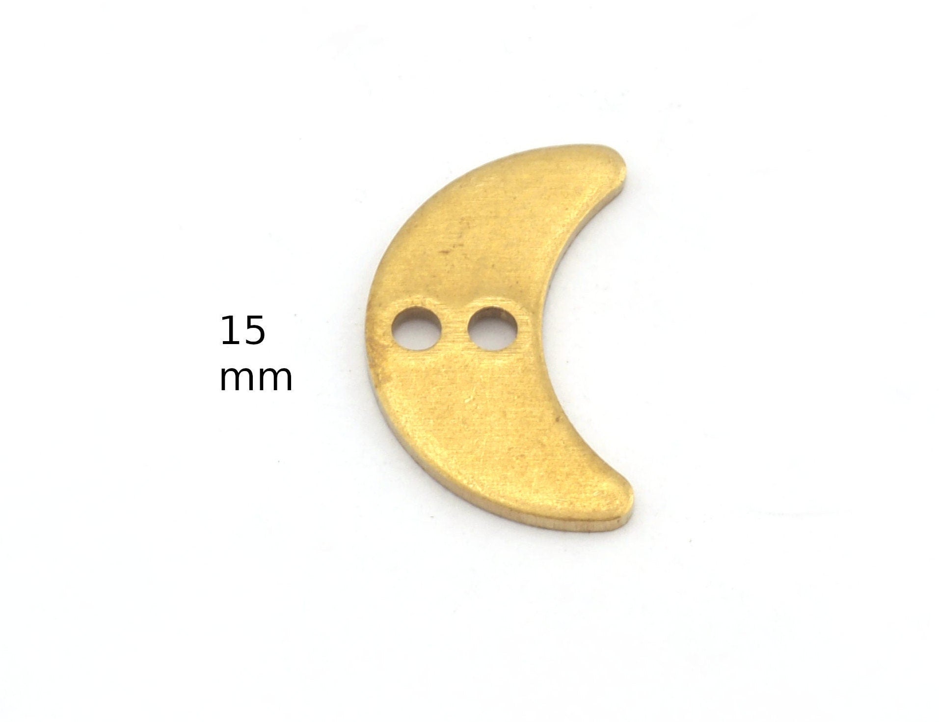 Crescent Moon 15mm 2 hole Raw Brass Connector Charms Findings Stampings 4956 - 60