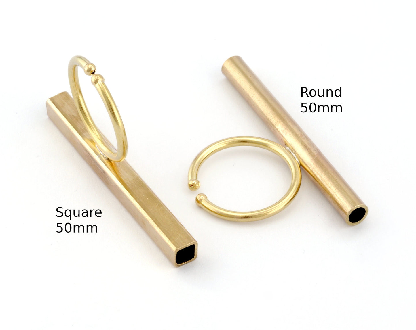 Square Round Tube Adjustable Ring Blank - Raw Brass (50mm Tube ) 4917 - 5037