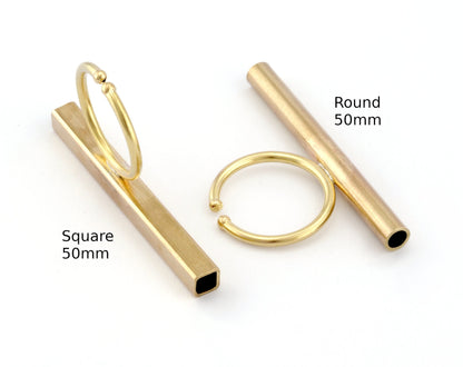 Square Round Tube Adjustable Ring Blank - Raw Brass (50mm Tube ) 4917 - 5037