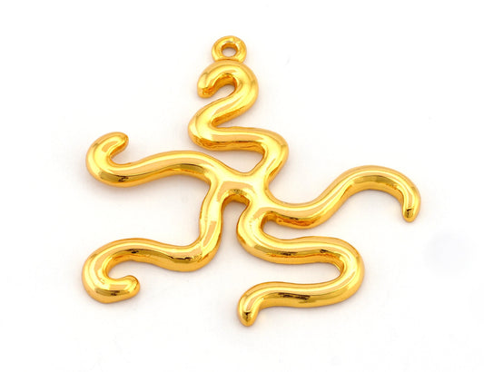 Octopus Charms Pendant Shiny Gold Plated Brass 39x38mm 1 hole chams 4899