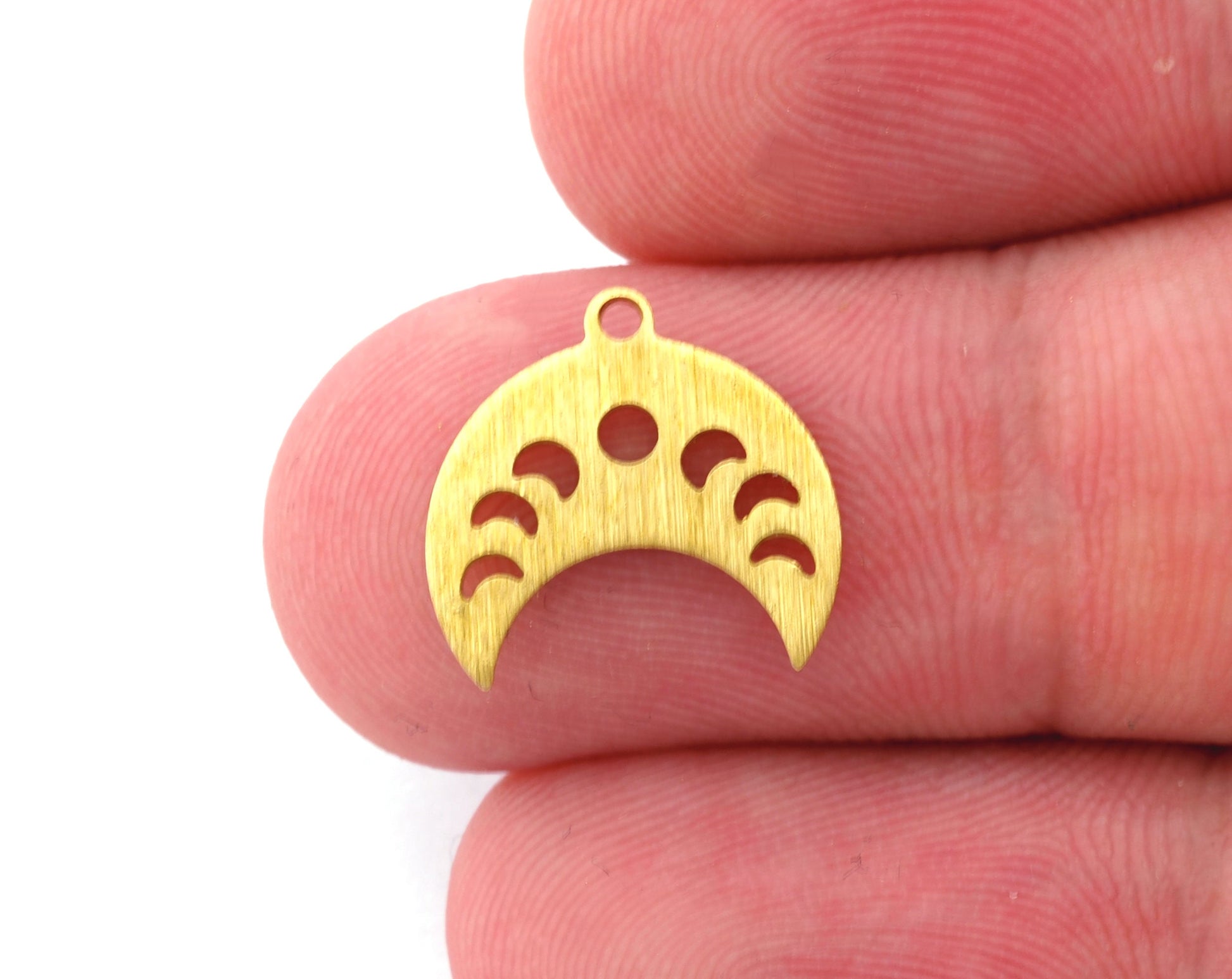 Crescent Phase of the Moon 15mm 1 Hole Brushed Brass Connector Charms Findings Stampings 4961 - 100