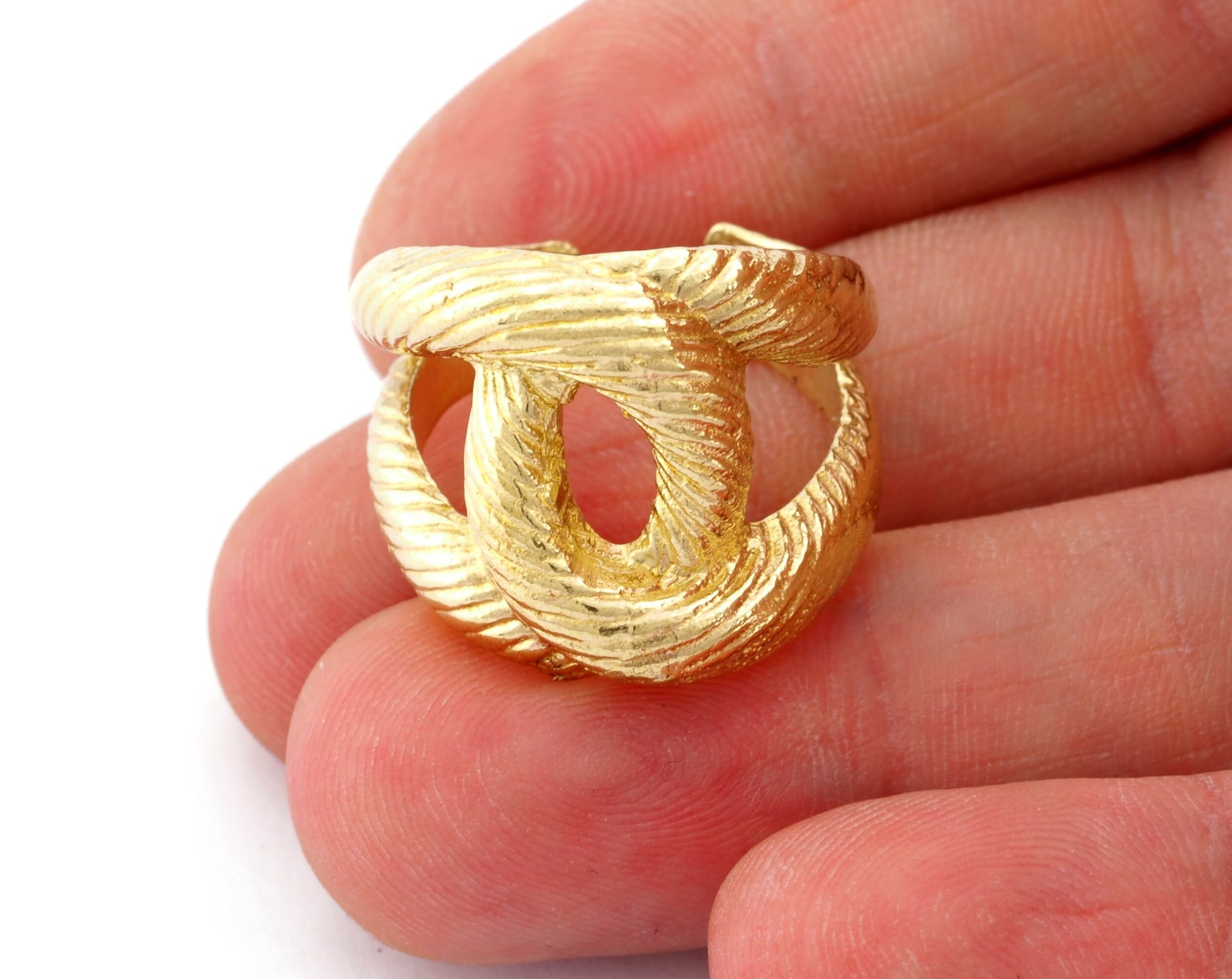 Twisted Swirl Knot Adjustable Ring Raw brass (18mm 8US inner size) OZ2823