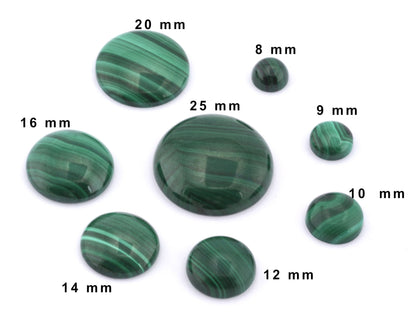 Natural Malachite Genuine Gemstone Round Loose Cabochon Flat Back