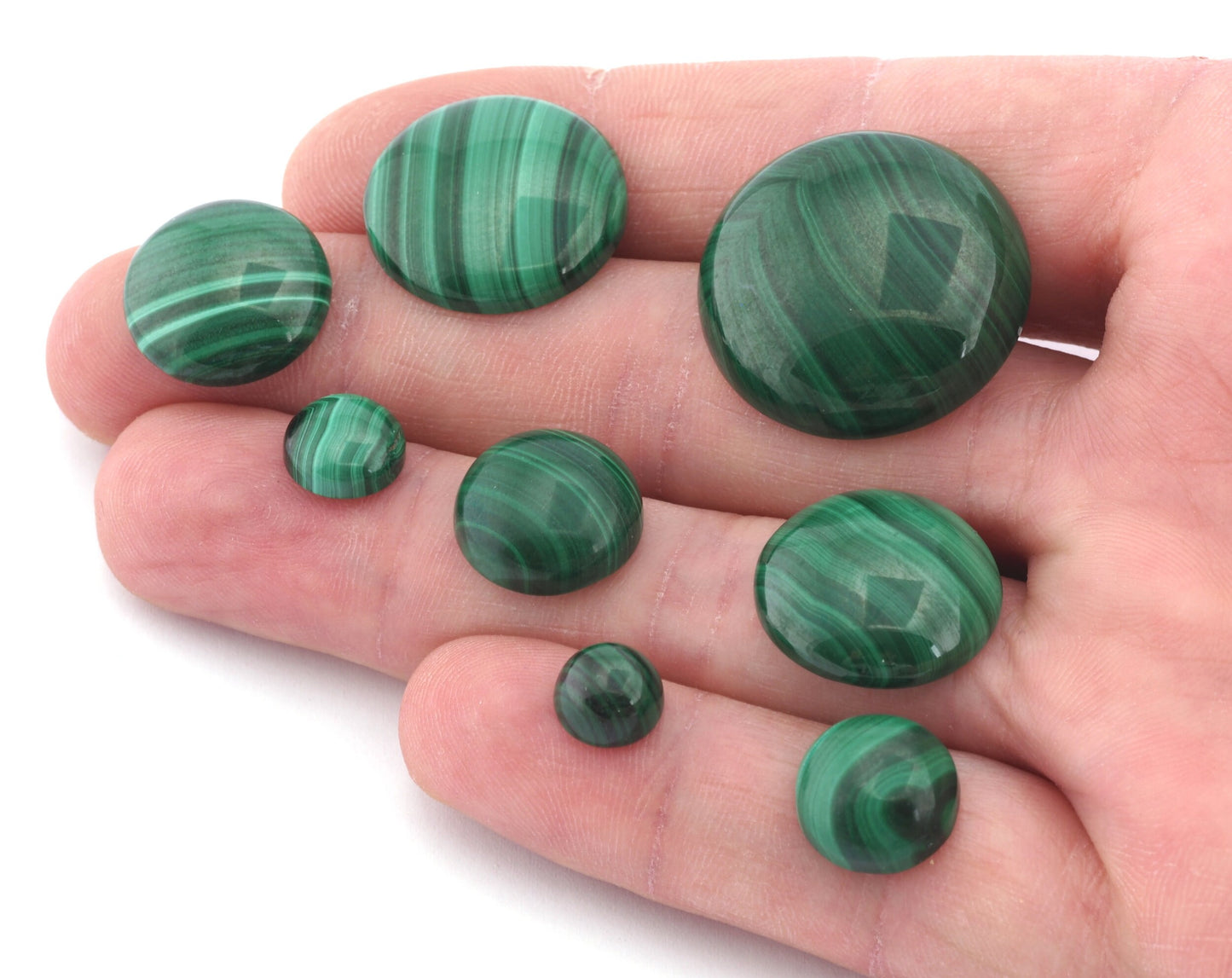 Natural Malachite Genuine Gemstone Round Loose Cabochon Flat Back