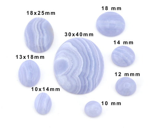 Natural Blue Lace Agate Oval or Round Cabochon - no hole - Flat Back