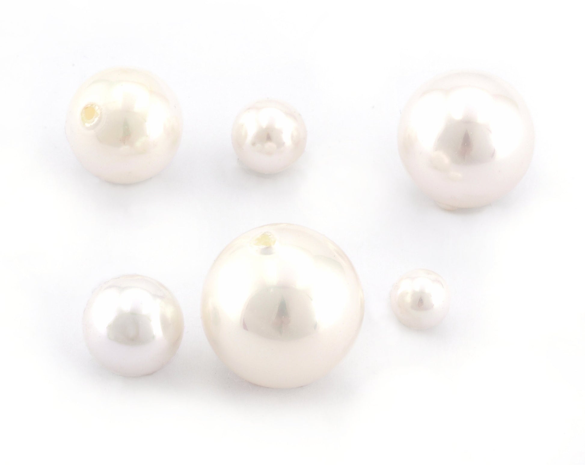 Half Drilled Sphere Pearls Beads White Majorca Pearl