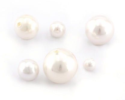 Half Drilled Sphere Pearls Beads White Majorca Pearl
