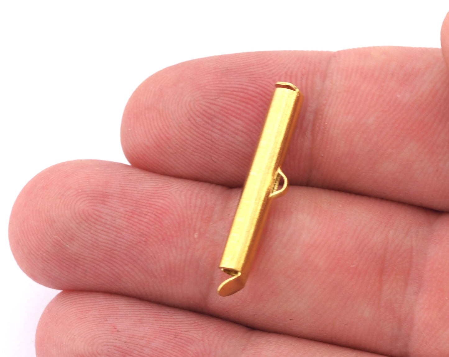 fold-in ends, 4mm round tube with fold-in ends, 3mm inside diameter. end bar raw brass, M65 rtwf