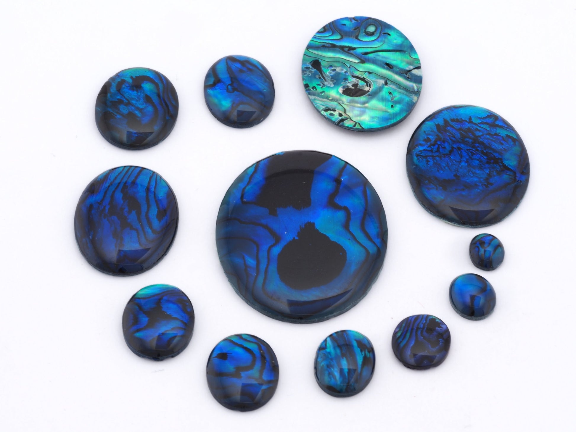 Paua Abolone Shell Oval Gemstone Flat Back Cabochons 6x8 8x10 10x12 10x14 12x16 13x18 18x25 22x30 30x40 mm no hole