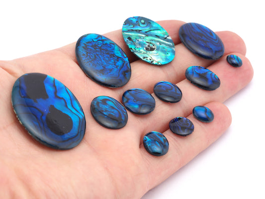 Paua Abolone Shell Oval Gemstone Flat Back Cabochons 6x8 8x10 10x12 10x14 12x16 13x18 18x25 22x30 30x40 mm no hole