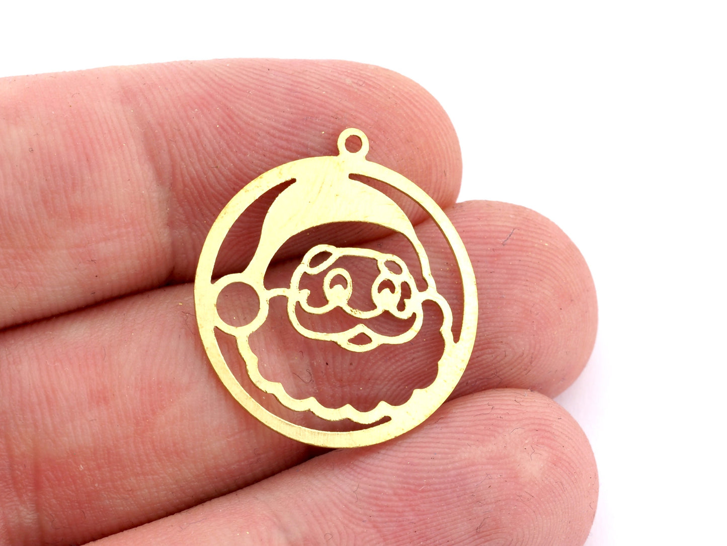 Santa Clause Charms Pendant Raw Brass, 26x24mm 0.6 mm 1 hole 4932