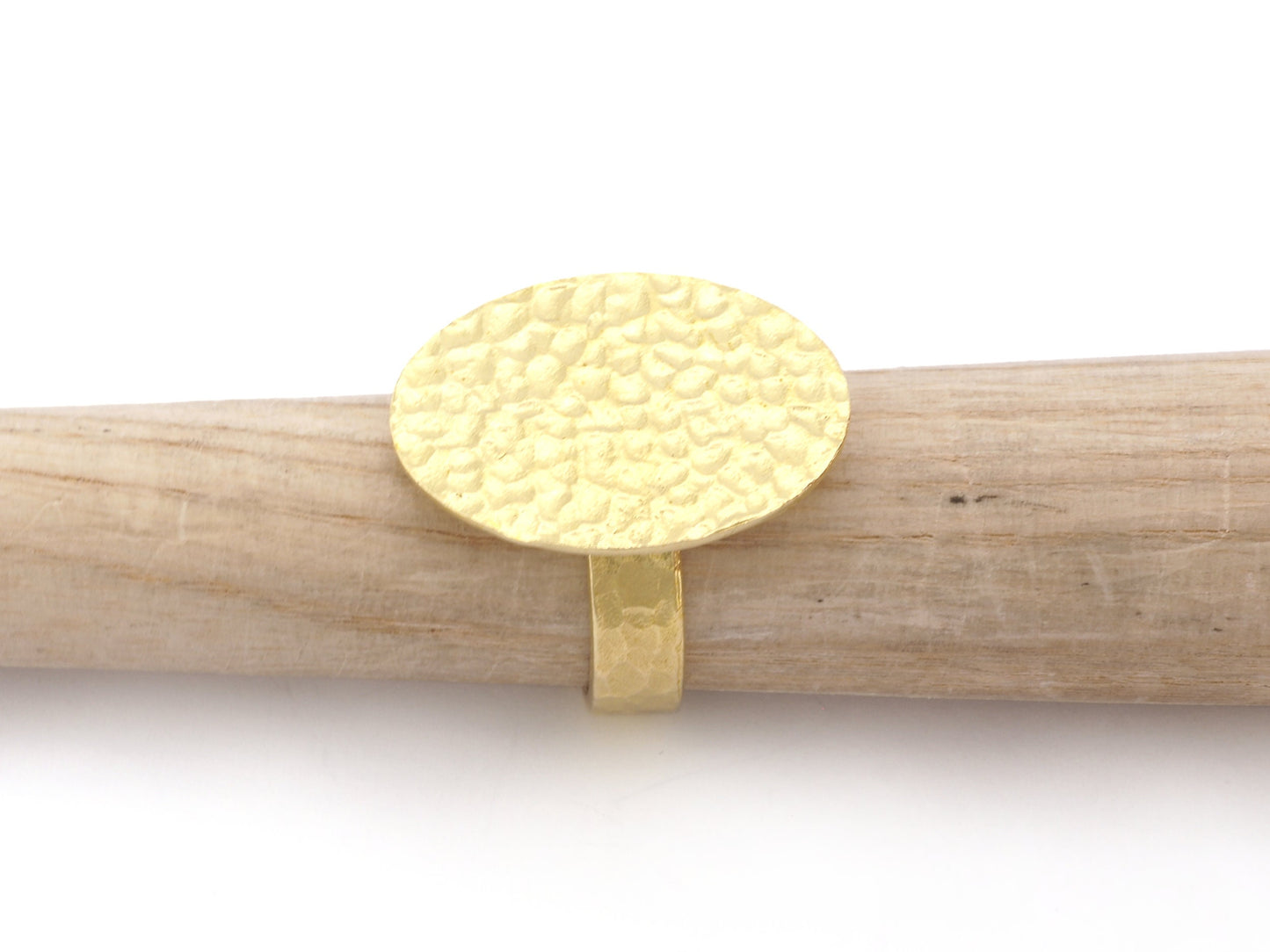 Oval Hammered Adjustable Ring Blank Bezel Base - Raw Brass (26x20mm Blank ) 4936