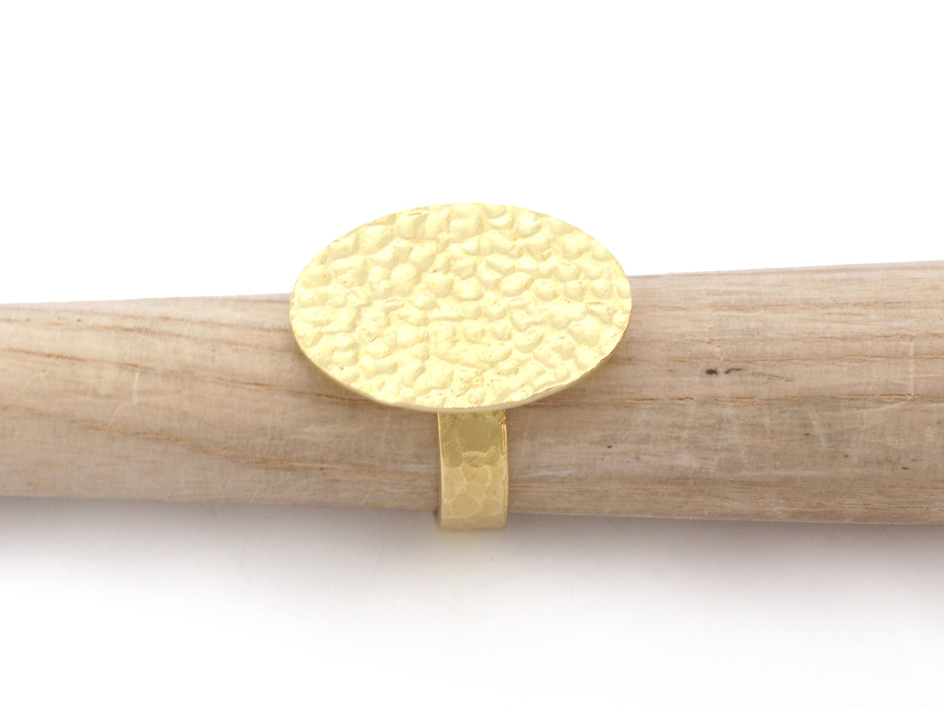 Oval Hammered Adjustable Ring Blank Bezel Base - Raw Brass (26x20mm Blank ) 4936