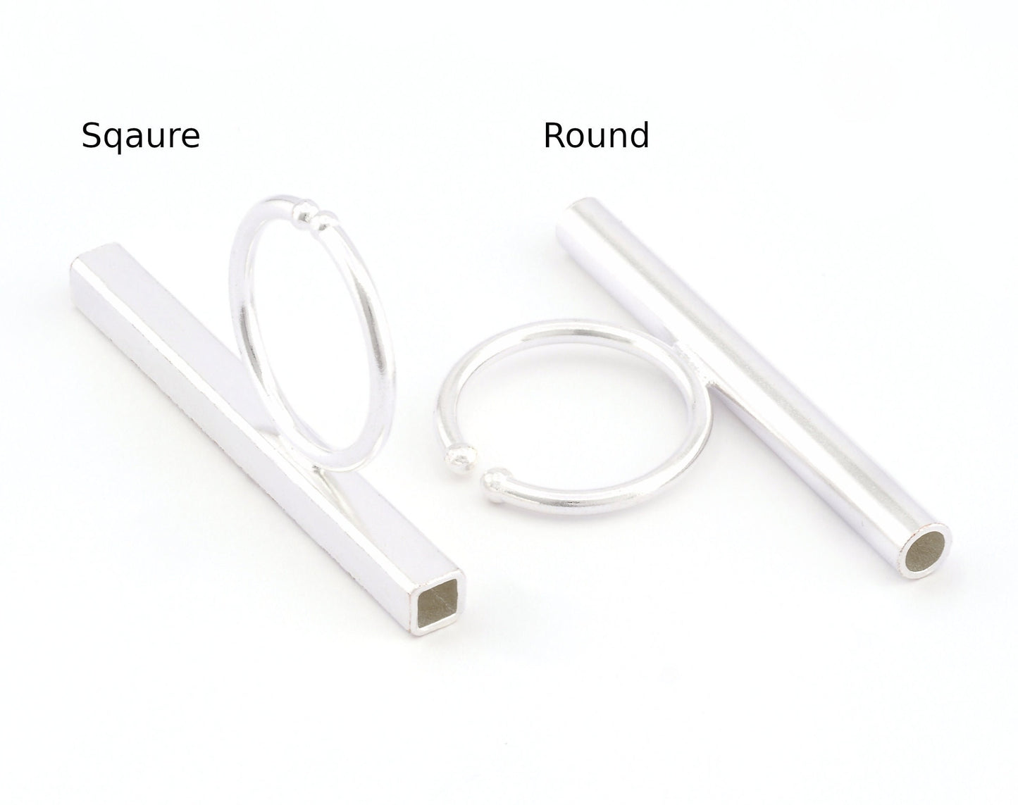 Square Round Tube Adjustable Ring Blank - Shiny Silver Plated Brass (50mm Tube ) 4917 - 5037