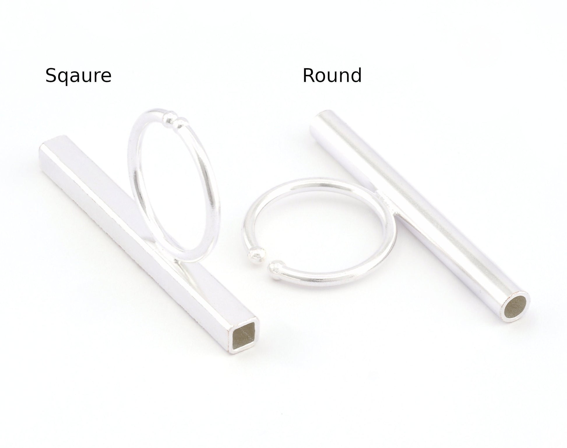 Square Round Tube Adjustable Ring Blank - Shiny Silver Plated Brass (50mm Tube ) 4917 - 5037