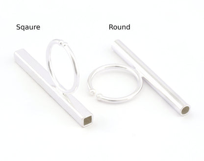 Square Round Tube Adjustable Ring Blank - Shiny Silver Plated Brass (50mm Tube ) 4917 - 5037