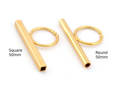 Square Round Tube Adjustable Ring Blank - Shiny Gold Plated Brass (50mm Tube ) 4917 - 5037
