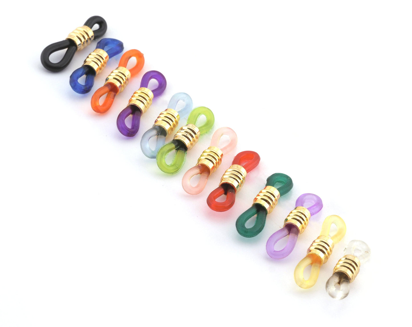 Gold Tone Plated Brass Rubber Eye Glasses Chain Holders - Replacement Loops for Glasses - Rubber Spectacle Holder Ends s260 261