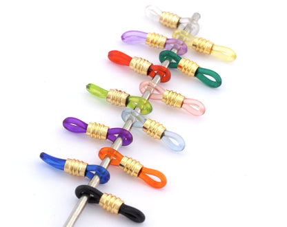 Gold Tone Plated Brass Rubber Eye Glasses Chain Holders - Replacement Loops for Glasses - Rubber Spectacle Holder Ends s260 261