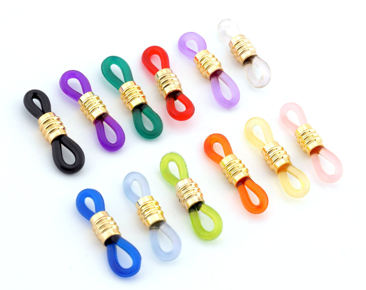 Gold Tone Plated Brass Rubber Eye Glasses Chain Holders - Replacement Loops for Glasses - Rubber Spectacle Holder Ends s260 261