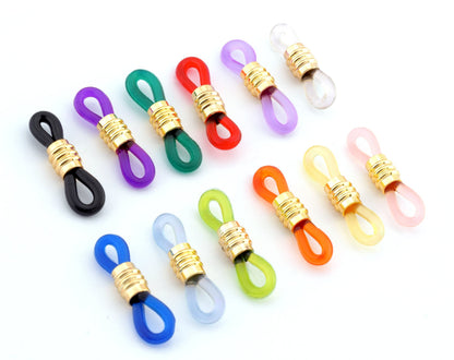Gold Tone Plated Brass Rubber Eye Glasses Chain Holders - Replacement Loops for Glasses - Rubber Spectacle Holder Ends s260 261